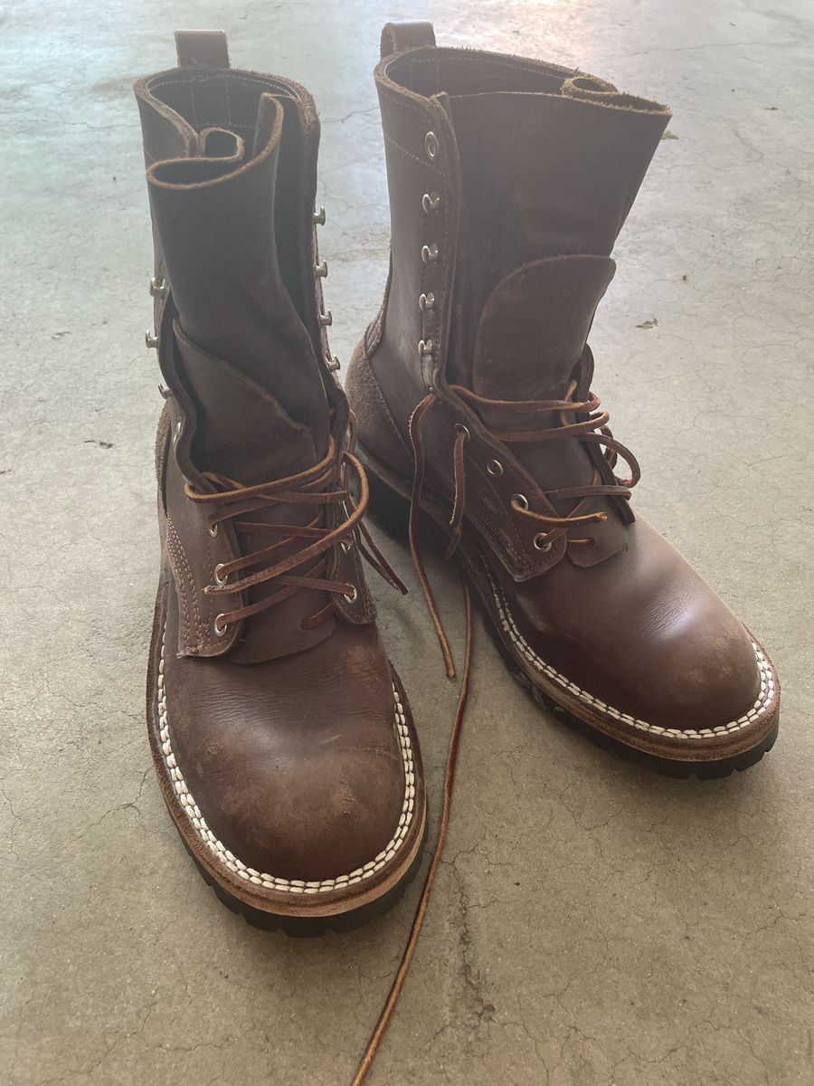 Nicks Boots x Zuriick Men's Brown Leather Logger Work Boots Size 8D