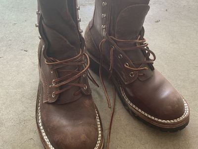 Nicks Boots x Zuriick Men's Brown Leather Logger Work Boots Size 8D