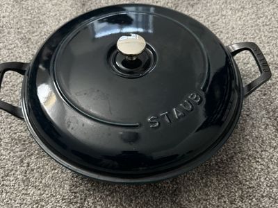 Staub Cast Iron Braiser Enamel 30cm 11.75" with lid La Mer/teal