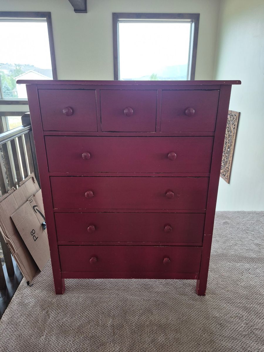 Pottery Barn Kids dresser - distressed red
