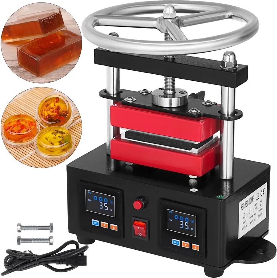 Heat Press Machine Manual Dual Heated Plates 2.4"x 4.7" Portable Rosin Press Machine with LCD Display