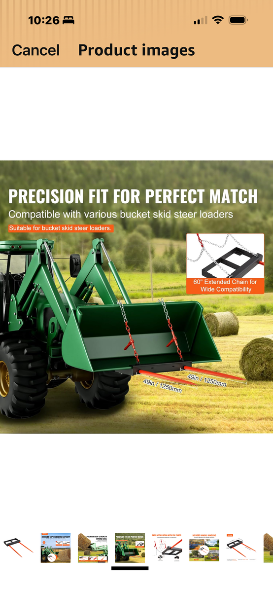 49" Hay Spear, Bale Spears 3000lbs