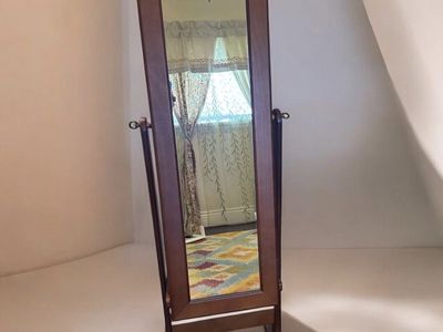 Wooden Jewelry Armoire with Standing Full Length Mirror