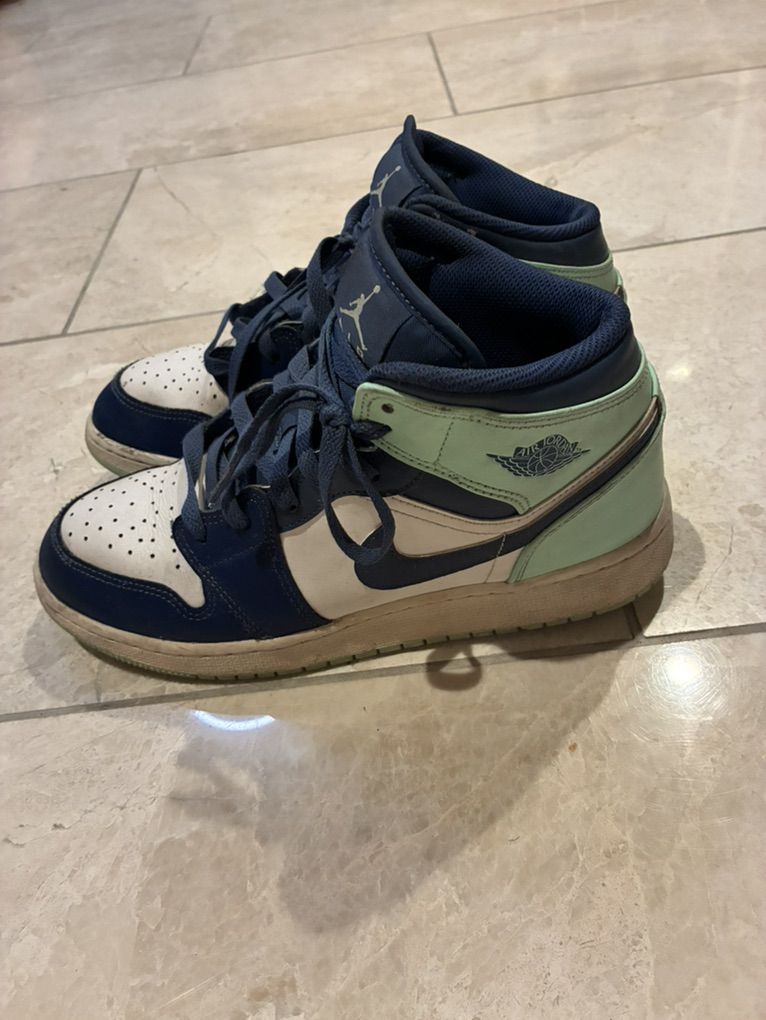 Nike Air Jordan 1 Mid , Navy mint white yourh size