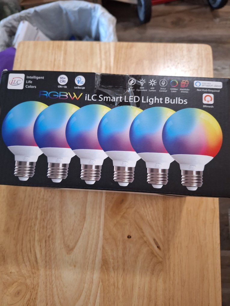 ILC Smart LED Light Bulbs RGBW BRmesh A19 E26 6-Pack Dimmable Works w/ Alexa New