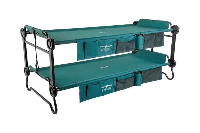 4- Disc-O-Bed XL Extra Large Portable Camping Cot Bunk Beds with Organizers - Green, Excellent Condition