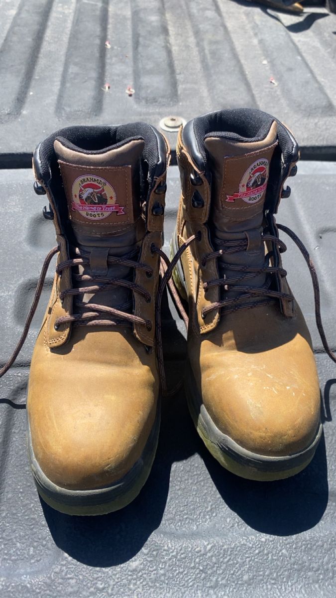 Brahma Men's Steel Toe Work Boots - Size 7.5 M Durable All Man Made Construction
