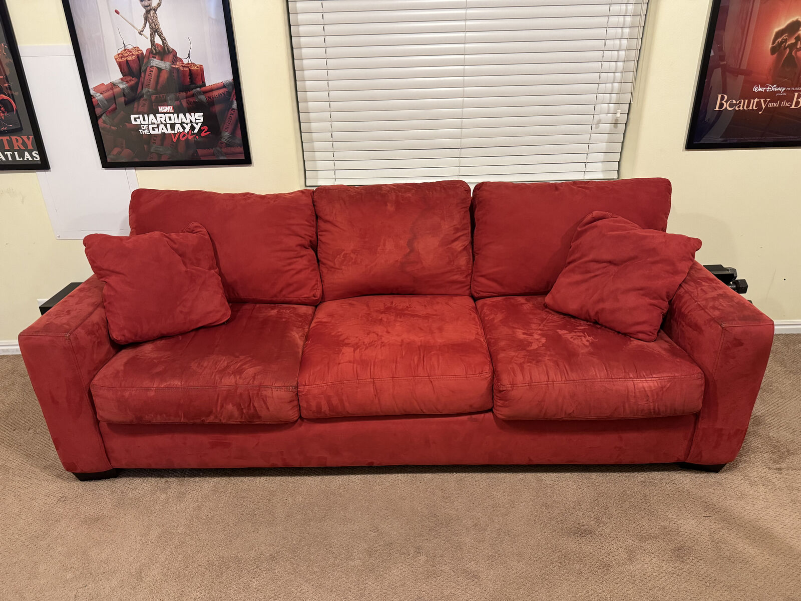 Red velvet sofa