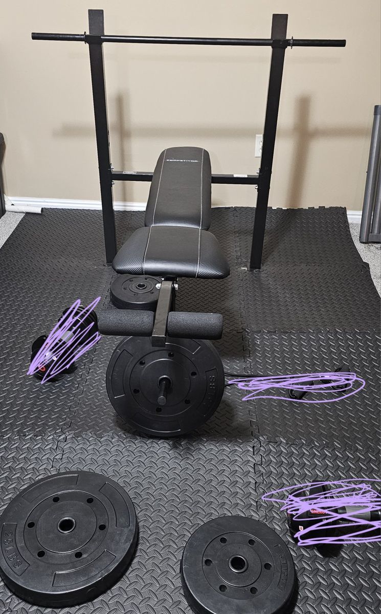 Weight bench and weights