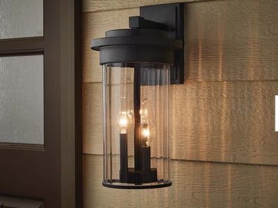 Black Outdoor Wall Lantern with Clear Glass Shade - Weather Resistant Wall Sconce