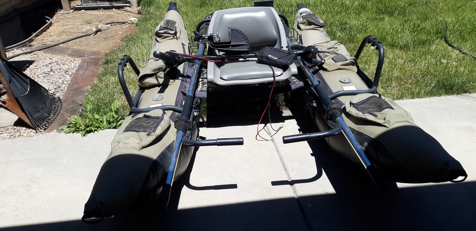 Inflatable Colorado pontoon fishing boat with motor