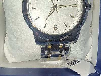 Montres Prestige Two-Tone Watch with Silver Dial and Original Box
