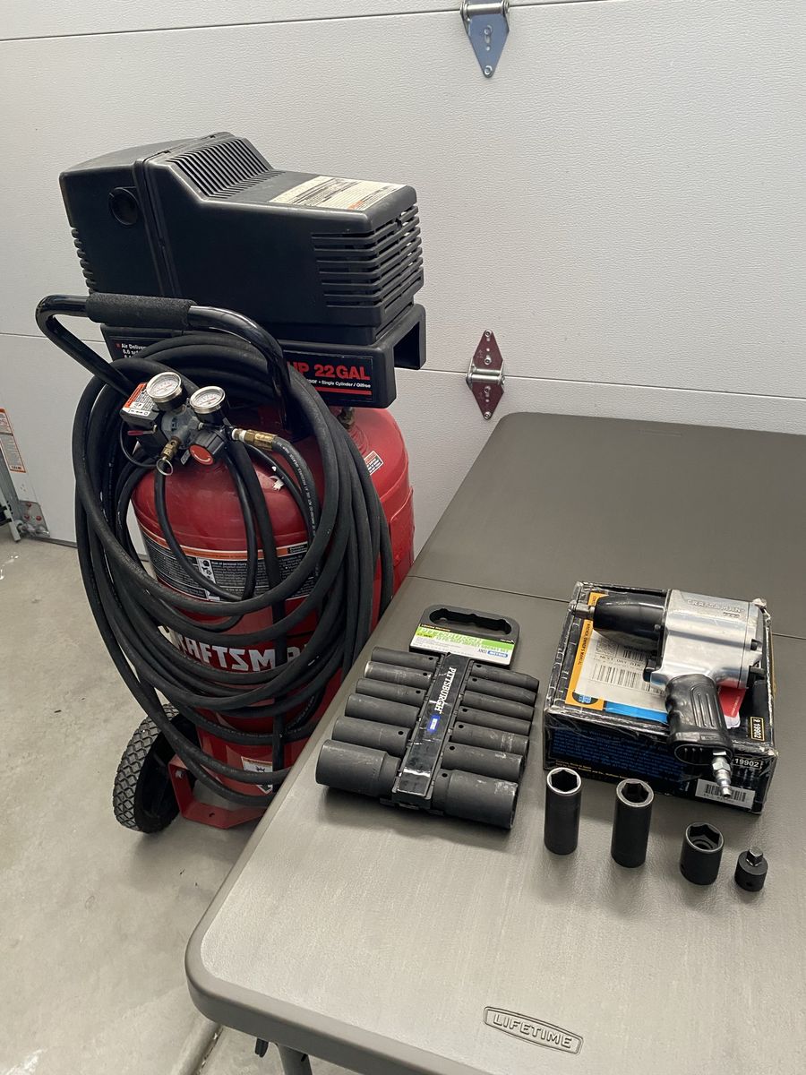 Craftsman 22-Gallon Air Compressor with Impact Wrench & Socket Set - above average condition.