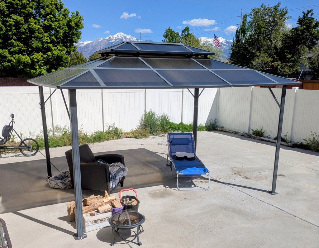 Outdoor Patio Gazebo - Hardtop UV Protection Shelter for Yard & Garden, Black