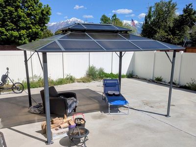 Outdoor Patio Gazebo - Hardtop UV Protection Shelter for Yard & Garden, Black