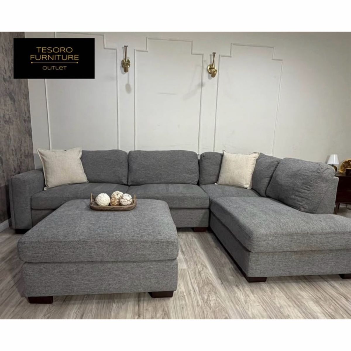 MAYCEN SECTIONAL AND OTTOMAN WE OFFER DELIVERY