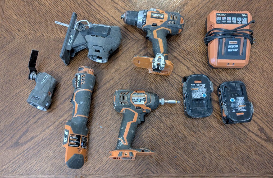 Ridgid power tools set and bag