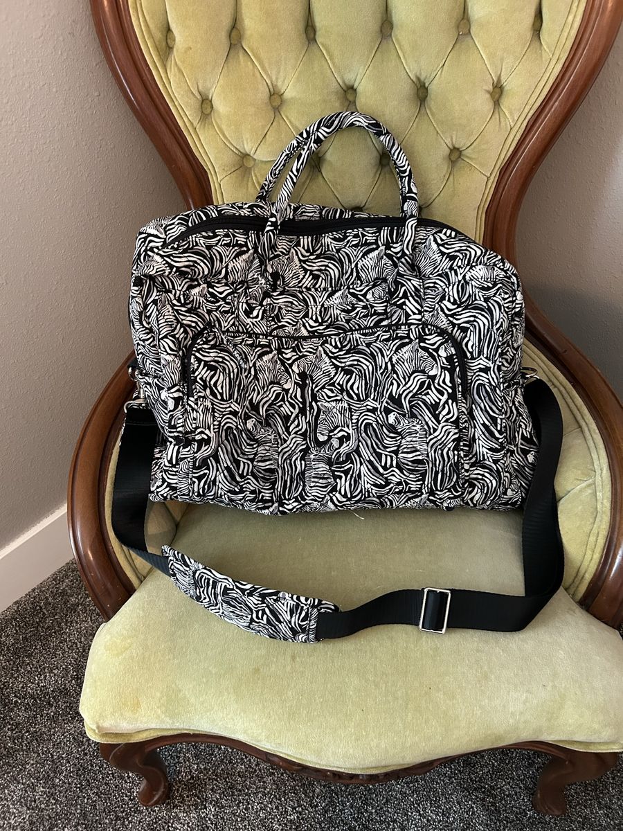 Vera Bradley Black & White Zebra Print Carryon or Temple Bag with Shoulder Strap