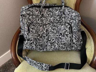 Vera Bradley Black & White Zebra Print Carryon or Temple Bag with Shoulder Strap