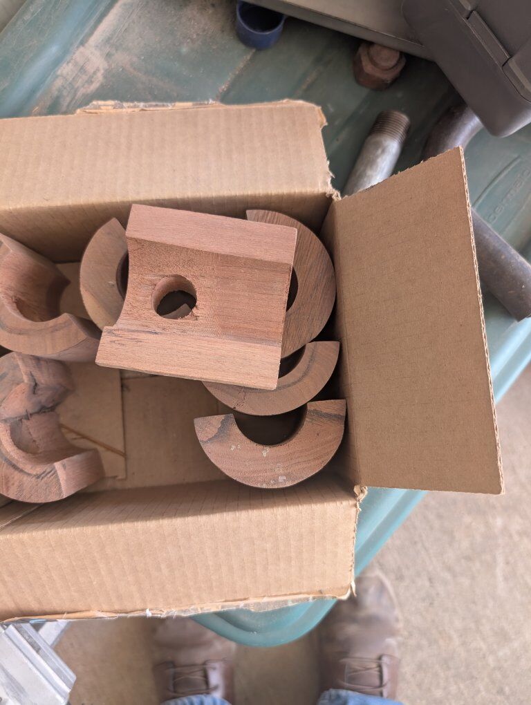 Wood bearings for discs, cultipackers, harrows and