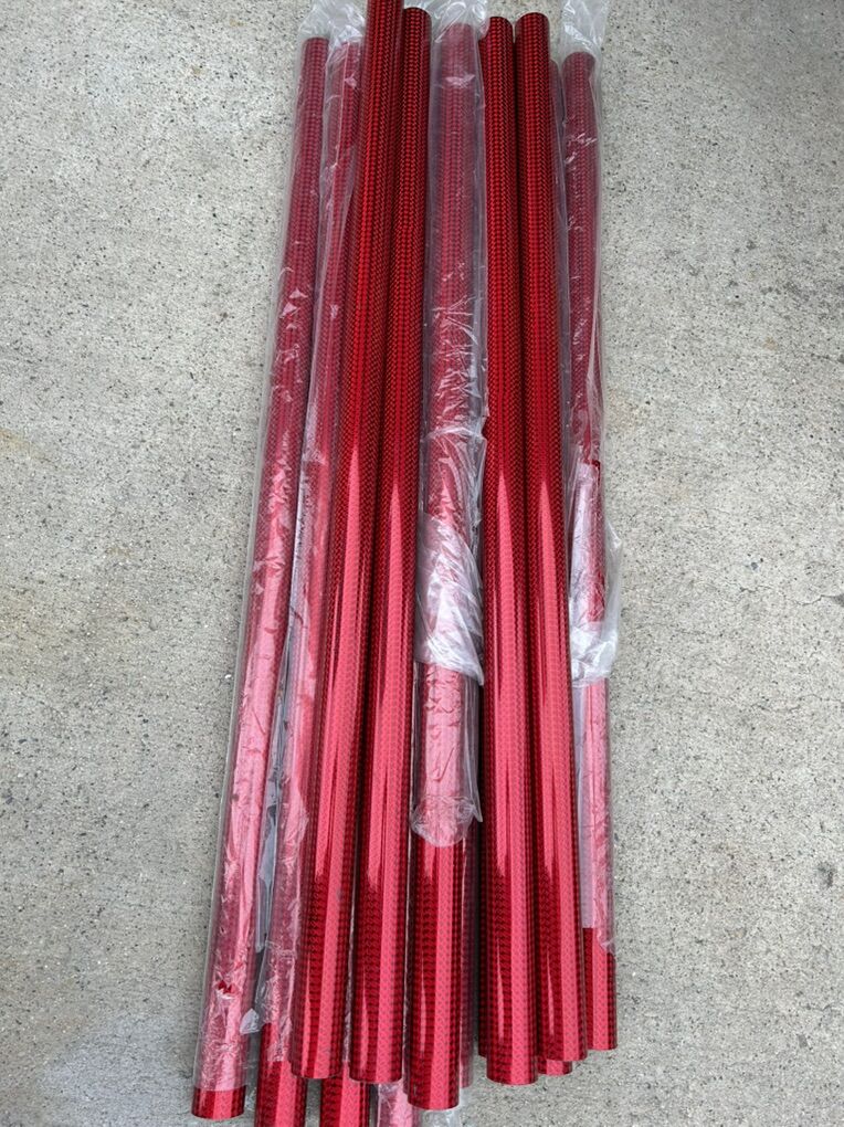 Lot Of 13 Red Carbon Fiber Hollow Tubes For DIY