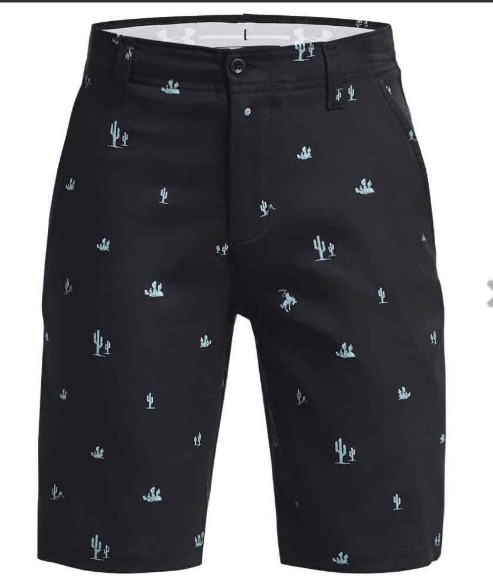 Under Armour Boys Black Cactus Rodeo Print Performance Fit Golf Shorts - XS, 8" Inseam