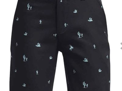 Under Armour Boys Black Cactus Rodeo Print Performance Fit Golf Shorts - XS, 8" Inseam