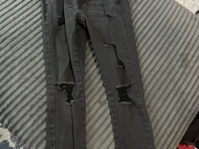Justice Black Distressed Skinny Jeans Size 10