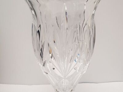 Like New Large Clear Crystal Vase - 14 inch Tall