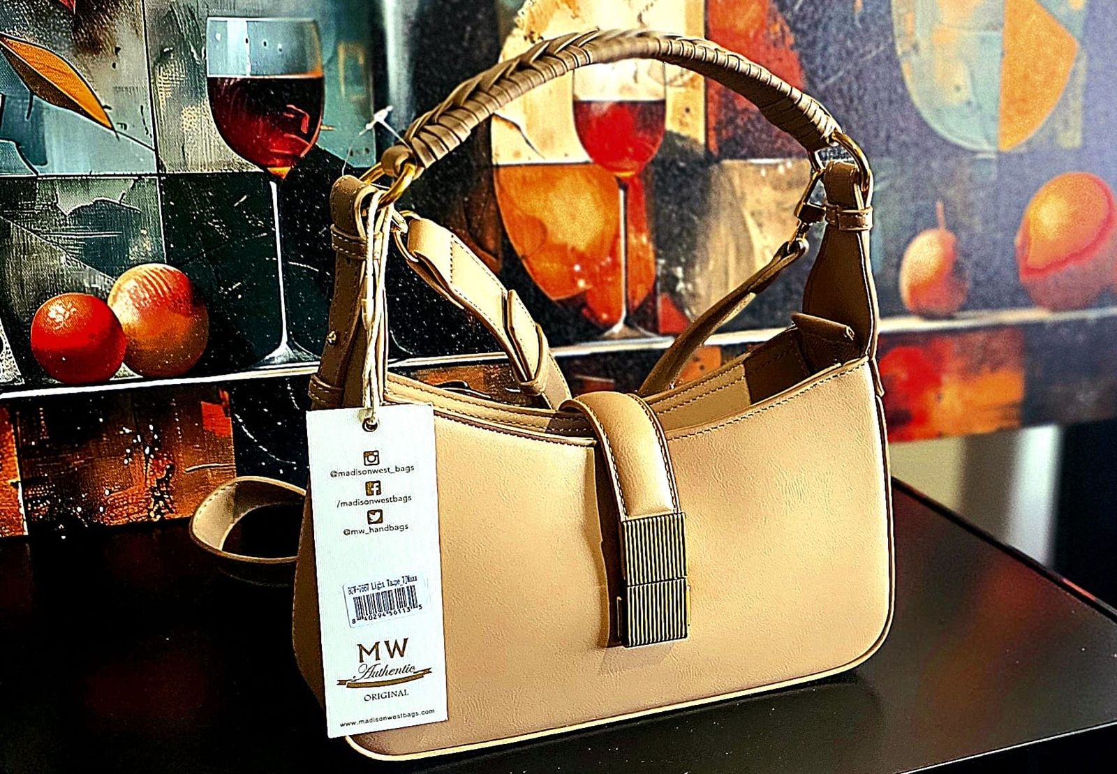 MADISON WEST Los Angeles MW Authentic BCW-7667 Light Taupe Shoulder Bag NEW TJ Maxx