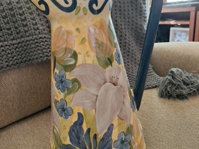 Certified International Hand-Painted Floral Ceramic Pitcher