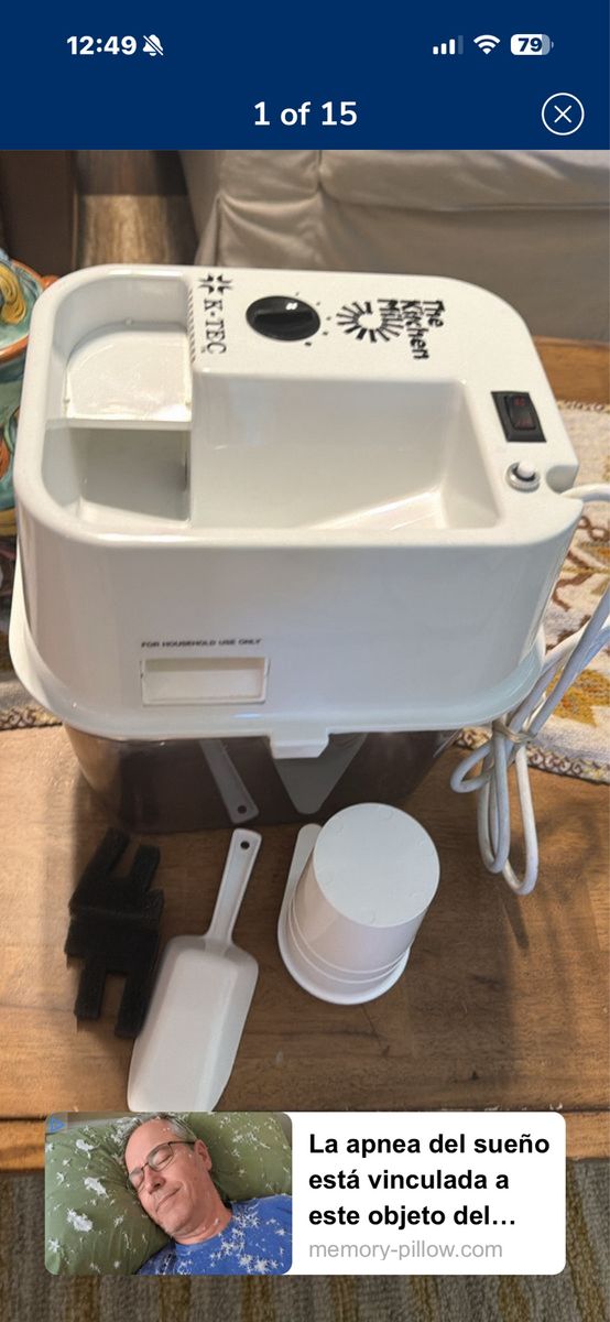 K-Tec The Kitchen Mill Model 91 Electric Grain Mill Flour Grinder White ( big)