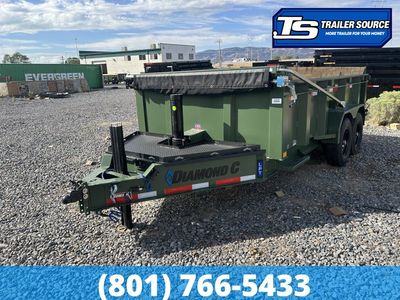 7x14 Diamond C LPT 207 Dump Trailer - 32" Sides - 15.5K GVWR - 14 Ply Tires, Hydraulic Jack(s), Long Arm Tarp