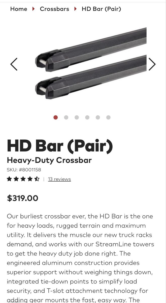 Yakima HD bars - Large 68” - Brand New