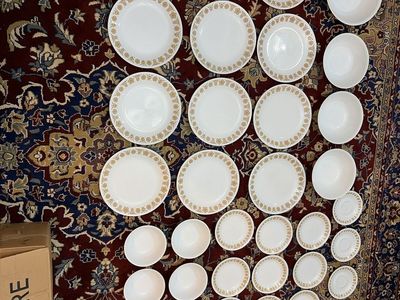 Vintage 37 piece Corelle Butterfly Gold Dinnerware Set - Plates & Bowls