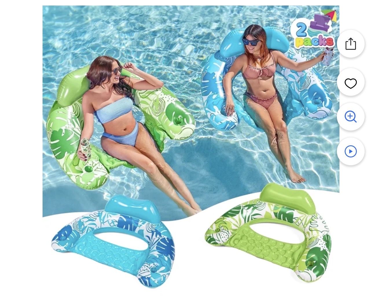 Pool Floats X2 Chair cup holder Travel Beach Lake Pool