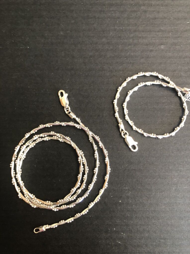 Sterling Silver Grapevine Necklace And Bracelet