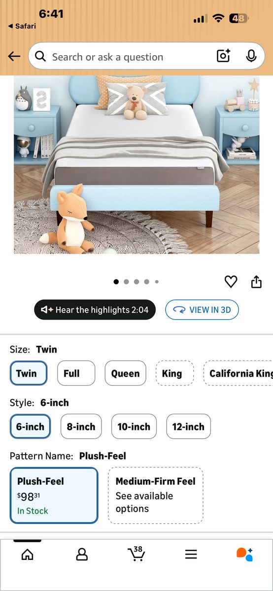 Twin Memory Foan Mattress