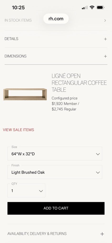 Restoration Hardware Cofee Table