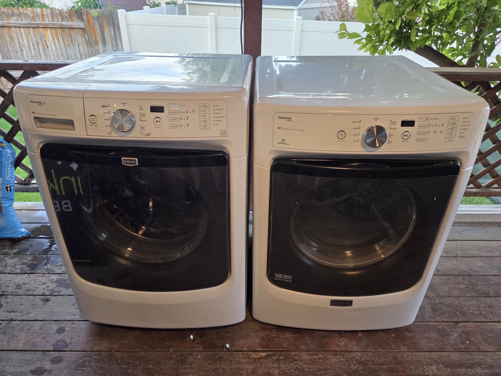 Maytag Maxima front loader washer and dryer