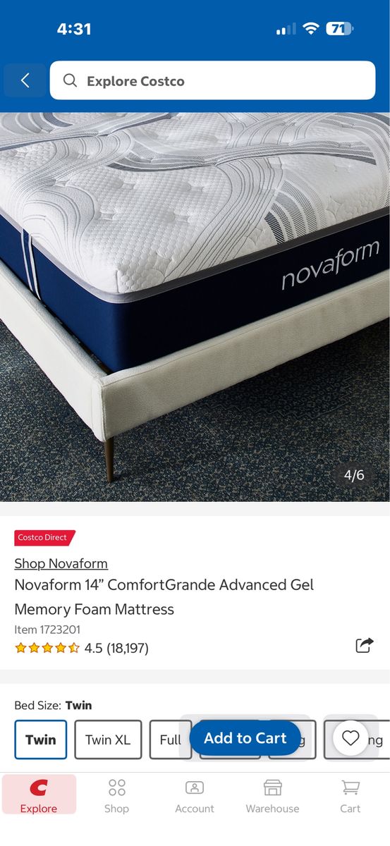 NovaFoam Queen 14’ Comfort Grande Advanced Gel, Memory Foam Mattress
