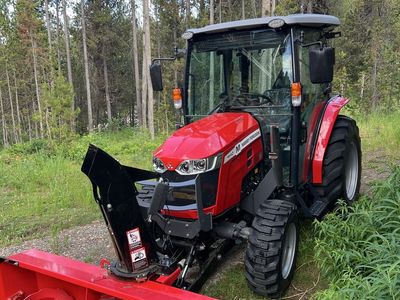 2023 Massey Ferguson 1840 M, 4x4, 38hp, 70”front loader, front mount snowblower, full cab, 133 hours, mid and rear PTO’s