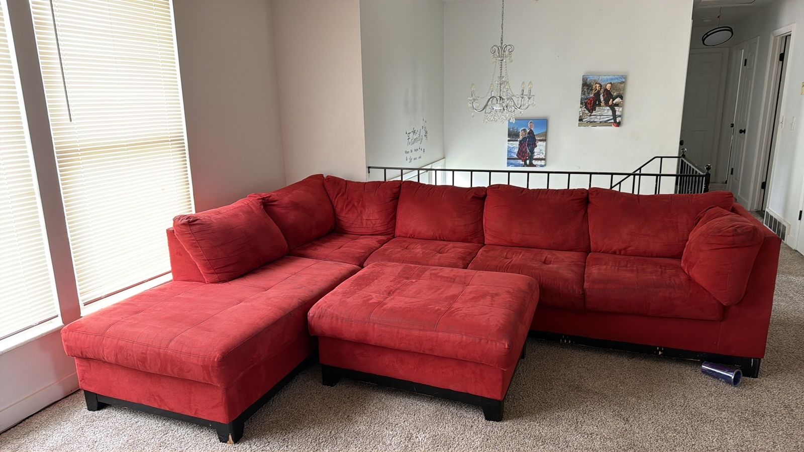 Freshly cleaned red sectional