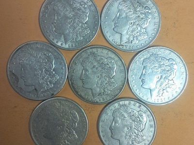 1921 Morgan Silver Dollars.