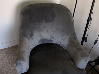 Modern Gray Velvet Accent Armchair with Black Metal Legs