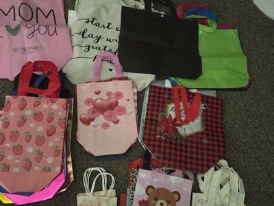 Assorted Reusable Shopping Bags & Gift Bags - Large Lot