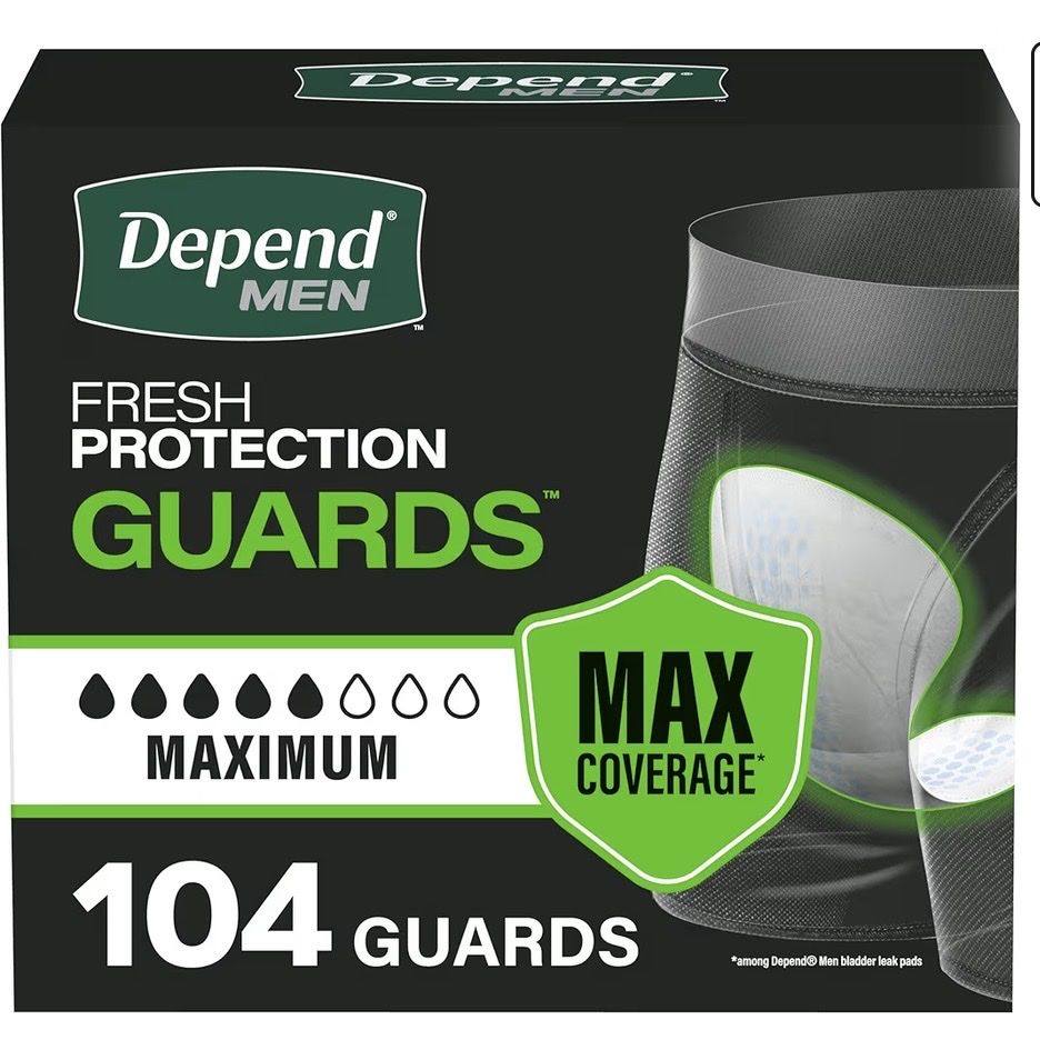 Men’s Guards Depends New Lot of 178 Pads.