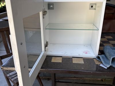 White Wall-Mounted Cabinet with Glass Door & Shelf - Versatile Storage for Bathroom or Kitchen