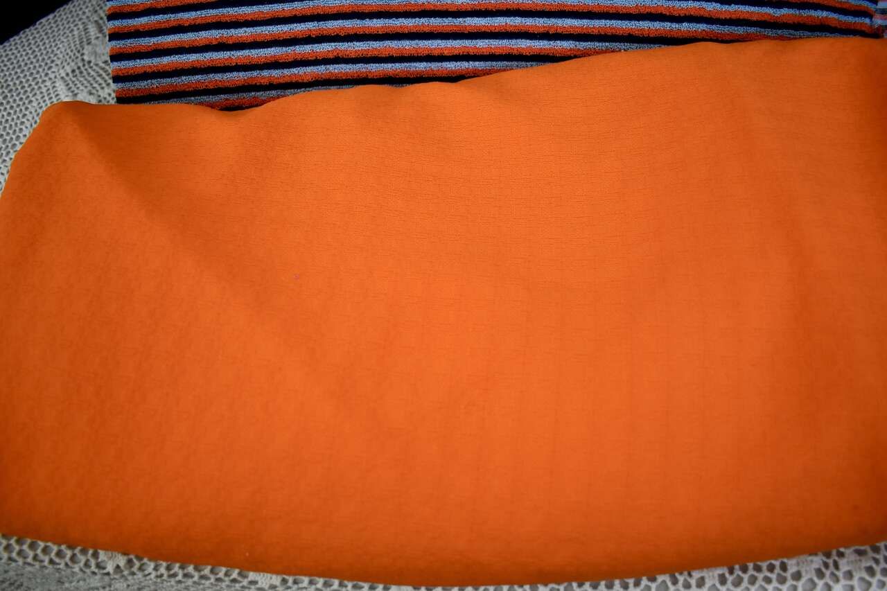 Vintage Orange Knit Type Fabric With A LITTLE OVER 3 1/2 Yards