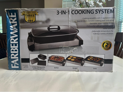 Farberware 3-in-1 Cooking System 511691 Electric Skillet Grill Griddle 1500W